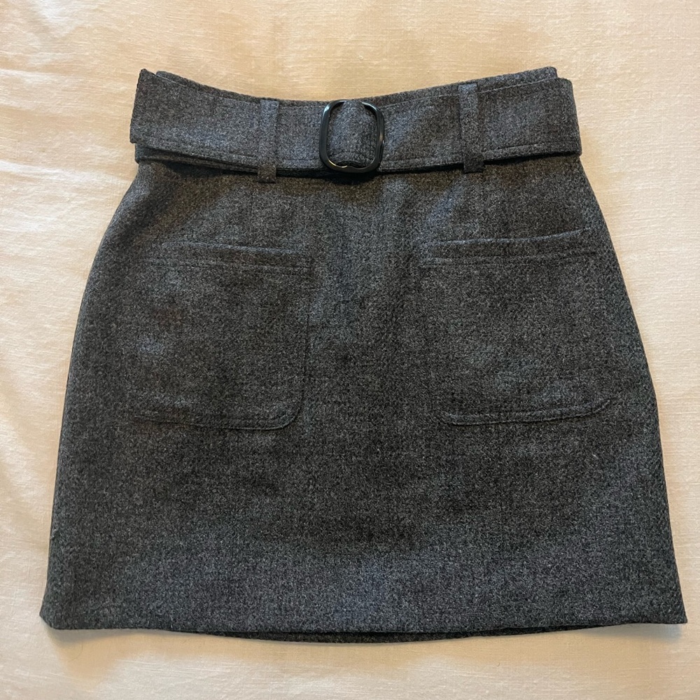 Sezane Charcoal Belted Skirt